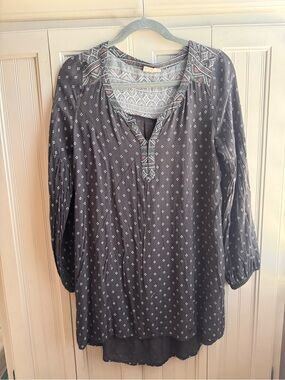 Roxy Black Patterned Boho Tunic